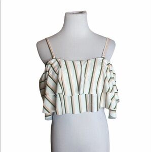 Tempt Me Stripe off the shoulder Bikini Top